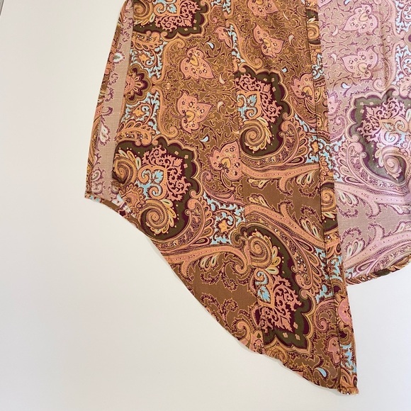 Novella Royale Shirt Duster Sleeveless Open Front Midi Top Rust Moroccan Sun S/M - Picture 10 of 13